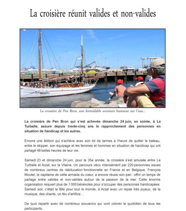 La croisière réunit valides et non-valides